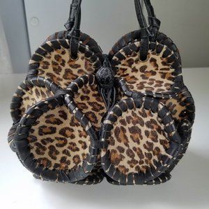 VINTAGEKARA IMPORTS TANGO CALF HAIR & LEATHER BUCKET BAG Leopard